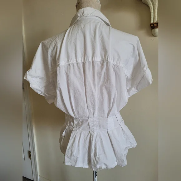Anthropologie White Short Sleeves Blouse. Cotton - Picture 4 of 7